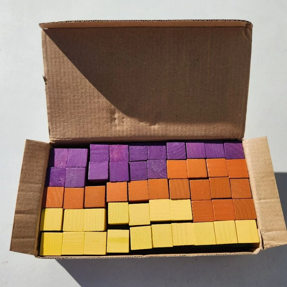 NEW Learning Resources Wooden Color Cubes 2 cm 100 Blocks 5 colors Math Manipula
